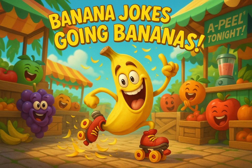 banana-puns-and-jokes-4 banana puns and jokes — from funny banana one liners and dad jokes to cute, split-worthy, and a-peel-ing wordplay.