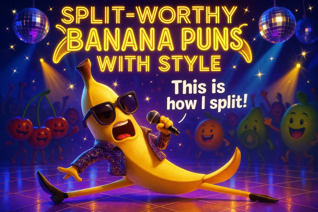 banana-puns-and-jokes-9 banana puns and jokes — from funny banana one liners and dad jokes to cute, split-worthy, and a-peel-ing wordplay.