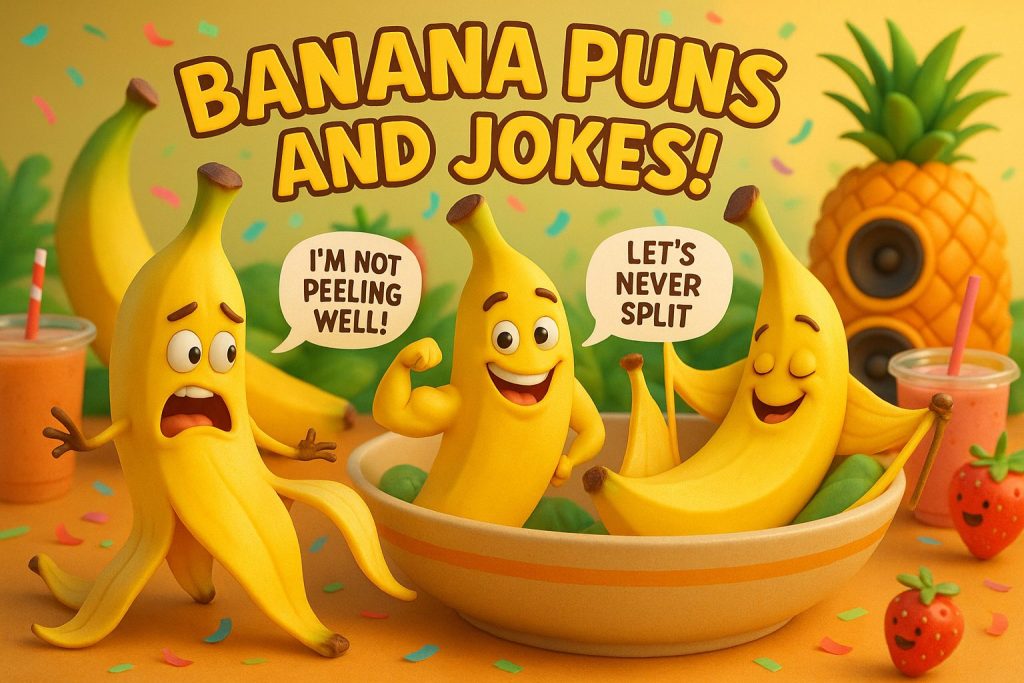 banana-puns-and-jokes-g banana puns and jokes — from funny banana one liners and dad jokes to cute, split-worthy, and a-peel-ing wordplay.